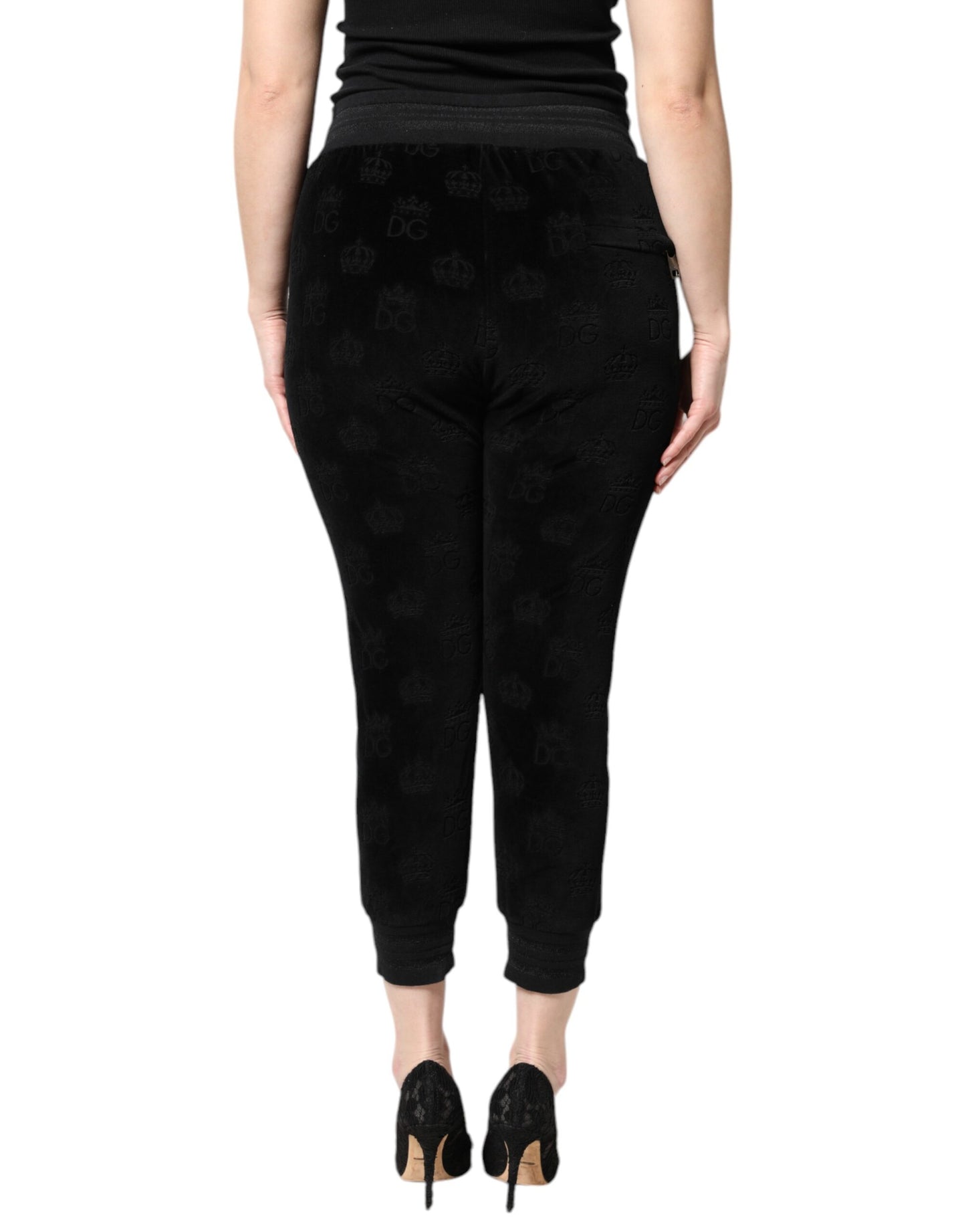 Dolce & Gabbana Black All-Over DG Logo Print Jogger Pants