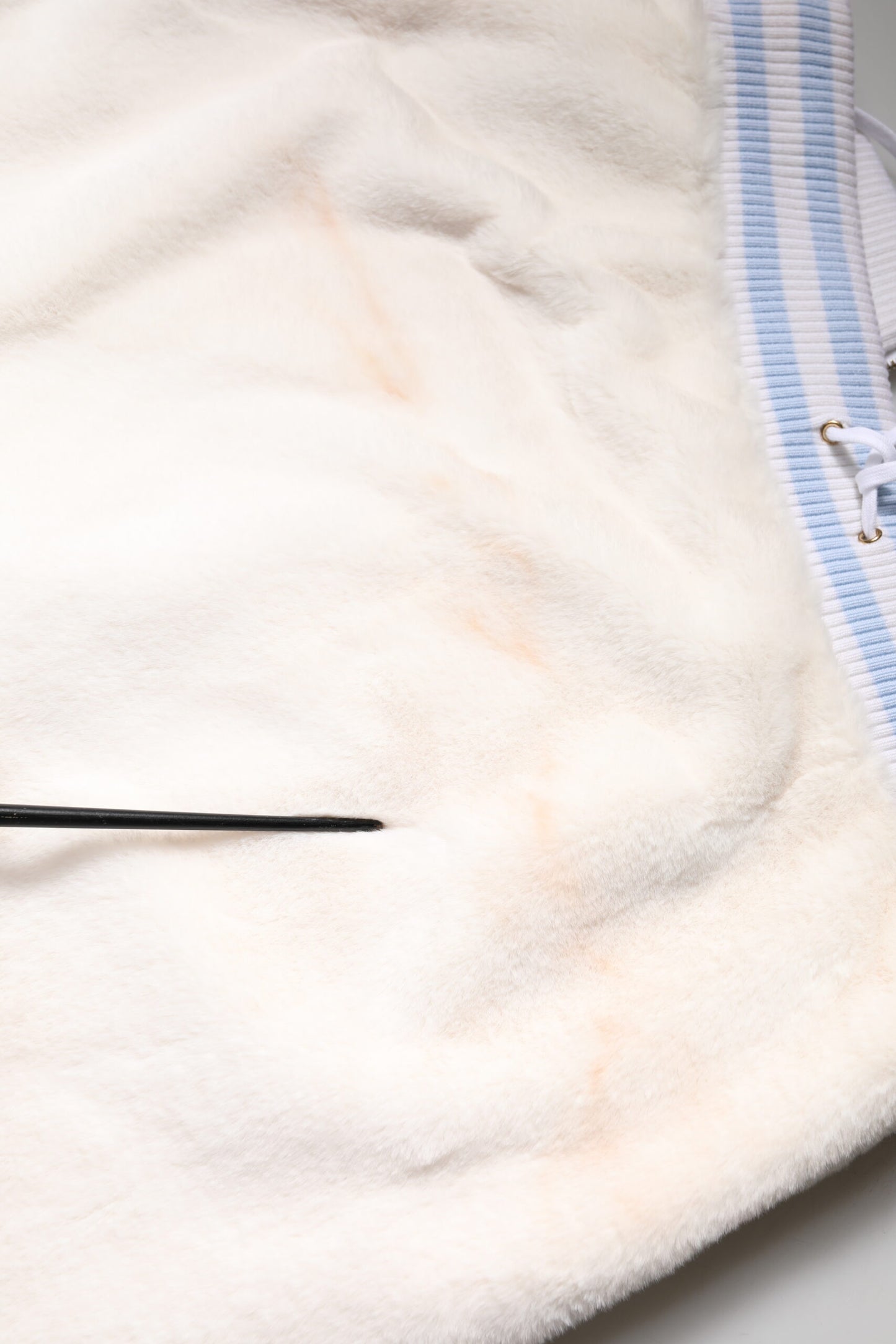 Dolce & Gabbana Off White Faux Fur High Waisted Mini Skirt