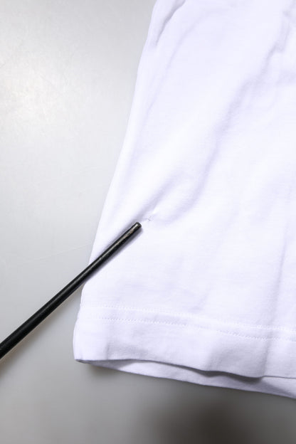 Dolce & Gabbana White Cotton Printed Round Neck Top T-shirt