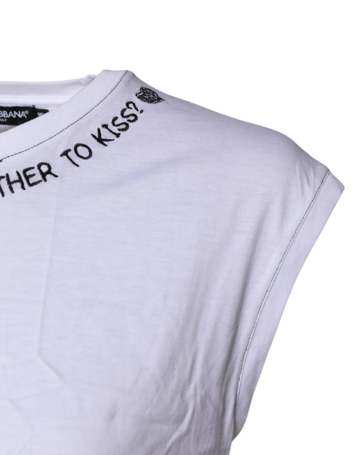 Dolce & Gabbana White Cotton Sleeveless Printed Tank T-shirt