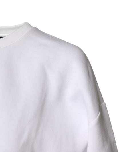 Dolce & Gabbana White Cotton Blend 3/4 Sleeves Blouse Top