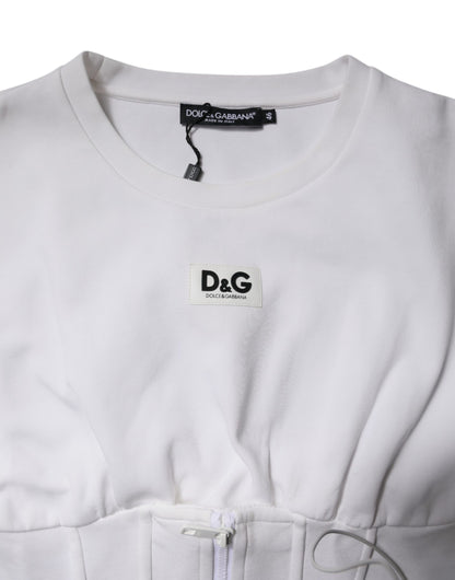 Dolce & Gabbana White Cotton Blend 3/4 Sleeves Blouse Top