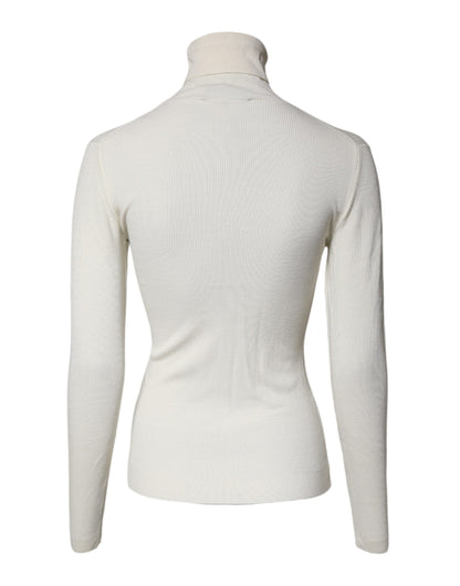 Dolce & Gabbana Cream Long Sleeves Turtleneck Slim Sweater