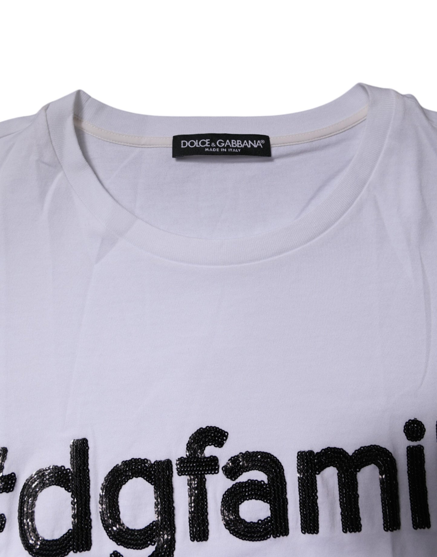 Dolce & Gabbana White #DGFAMILY Embroidery Cotton T-shirt