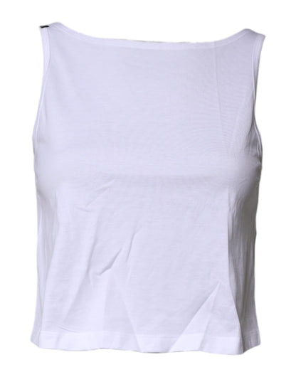 Dolce & Gabbana White Cotton Sleeveless Round Neck Tank Top