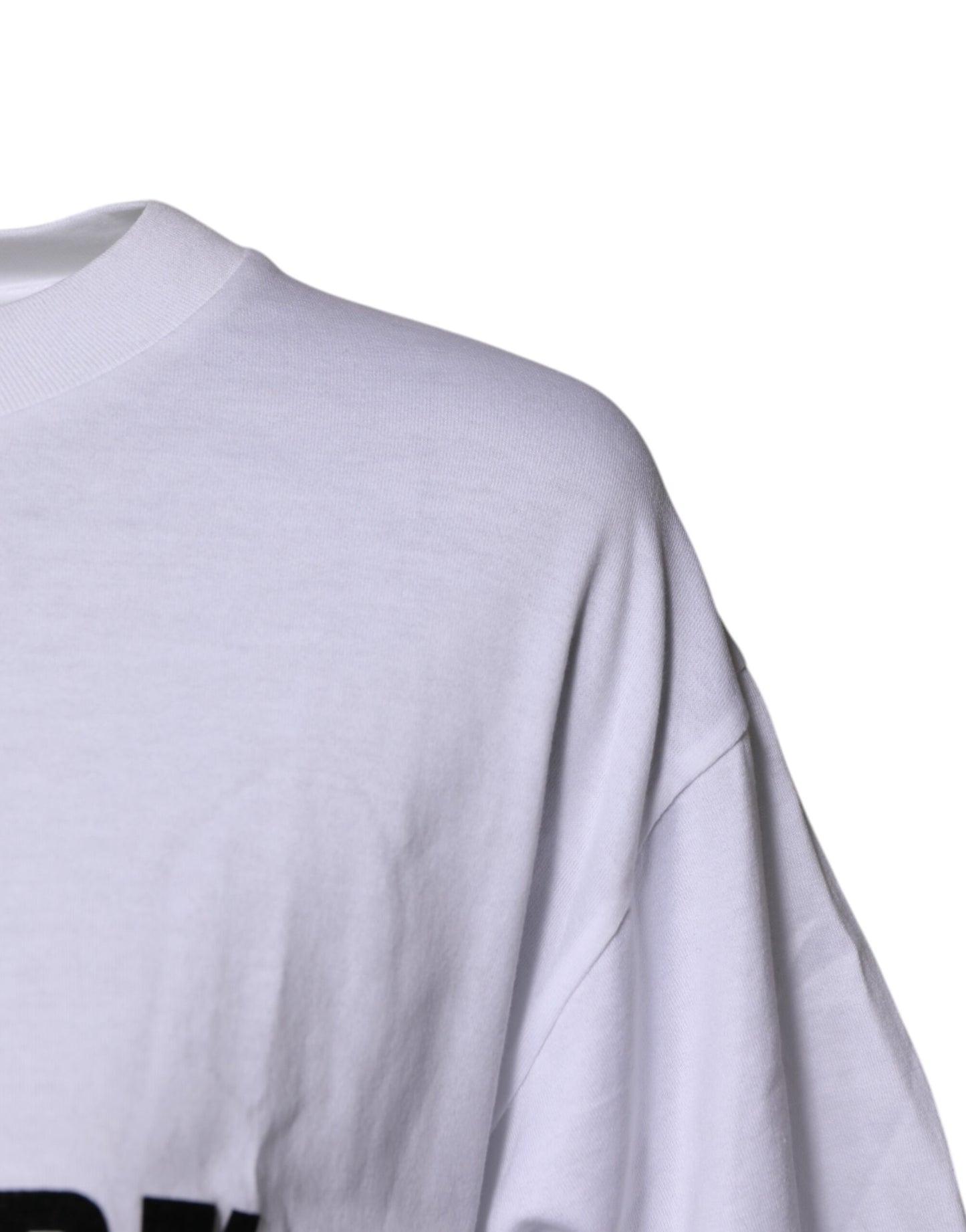 Dolce & Gabbana White Printed Round Neck Top Cotton T-shirt