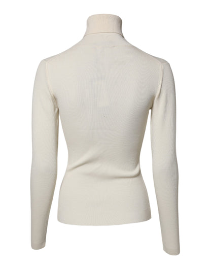 Dolce & Gabbana Cream Long Sleeves Turtleneck Slim Sweater