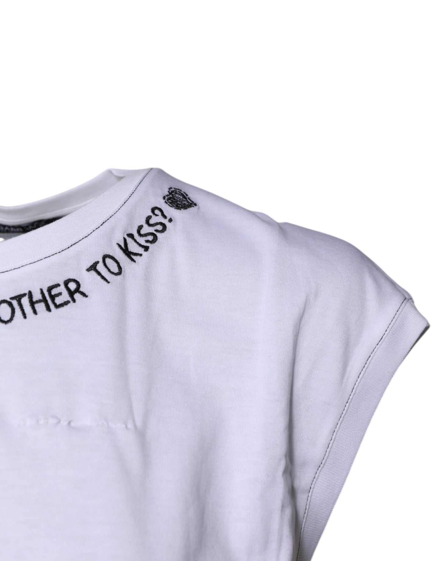 Dolce & Gabbana White Cotton Sleeveless Printed Tank T-shirt