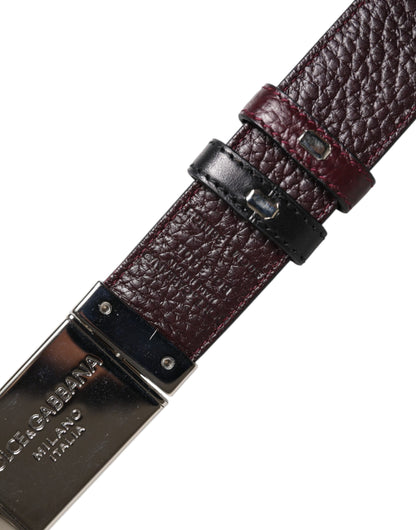 Dolce & Gabbana Black Brown Leather Metal Buckle Reversible Belt