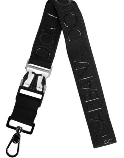 Dolce & Gabbana Black Stretch Polyester Rubberised DG Logo Keychain