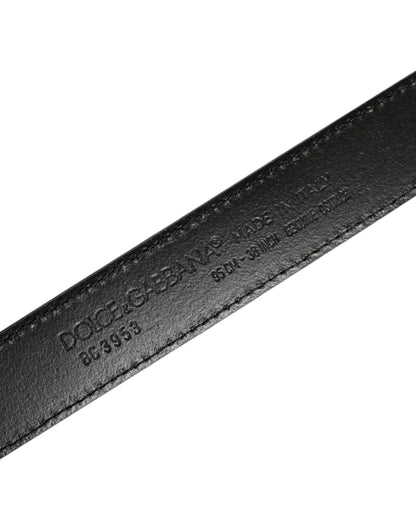 Dolce & Gabbana Green Leather Silver Tone Metal Buckle Belt