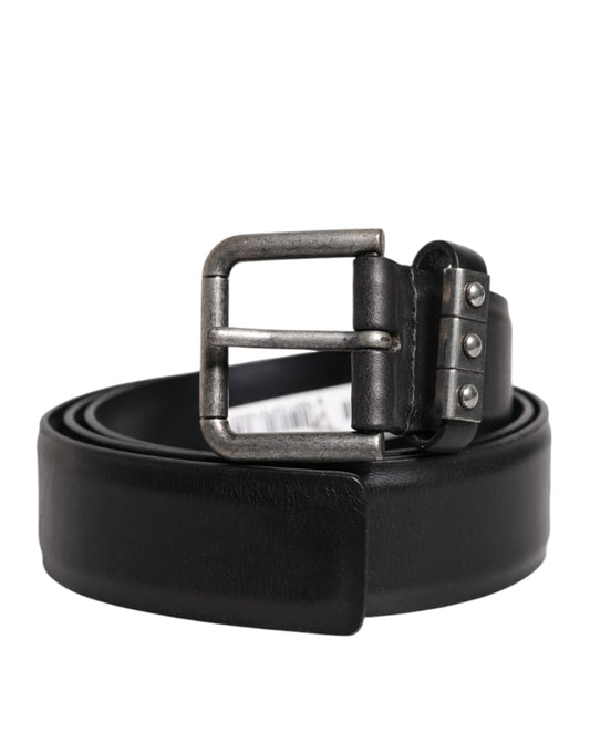Dolce & Gabbana Black Leather Metal Buckle Classic Belt