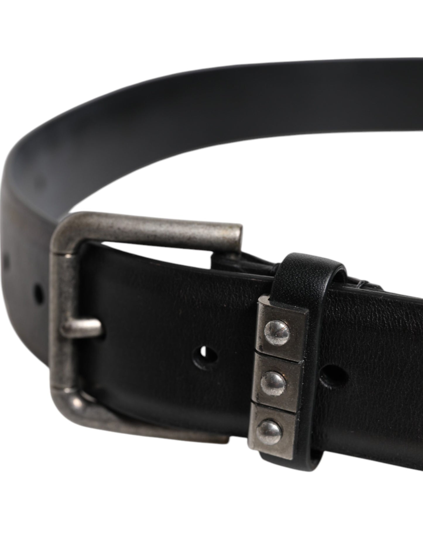 Dolce & Gabbana Black Leather Metal Buckle Classic Belt