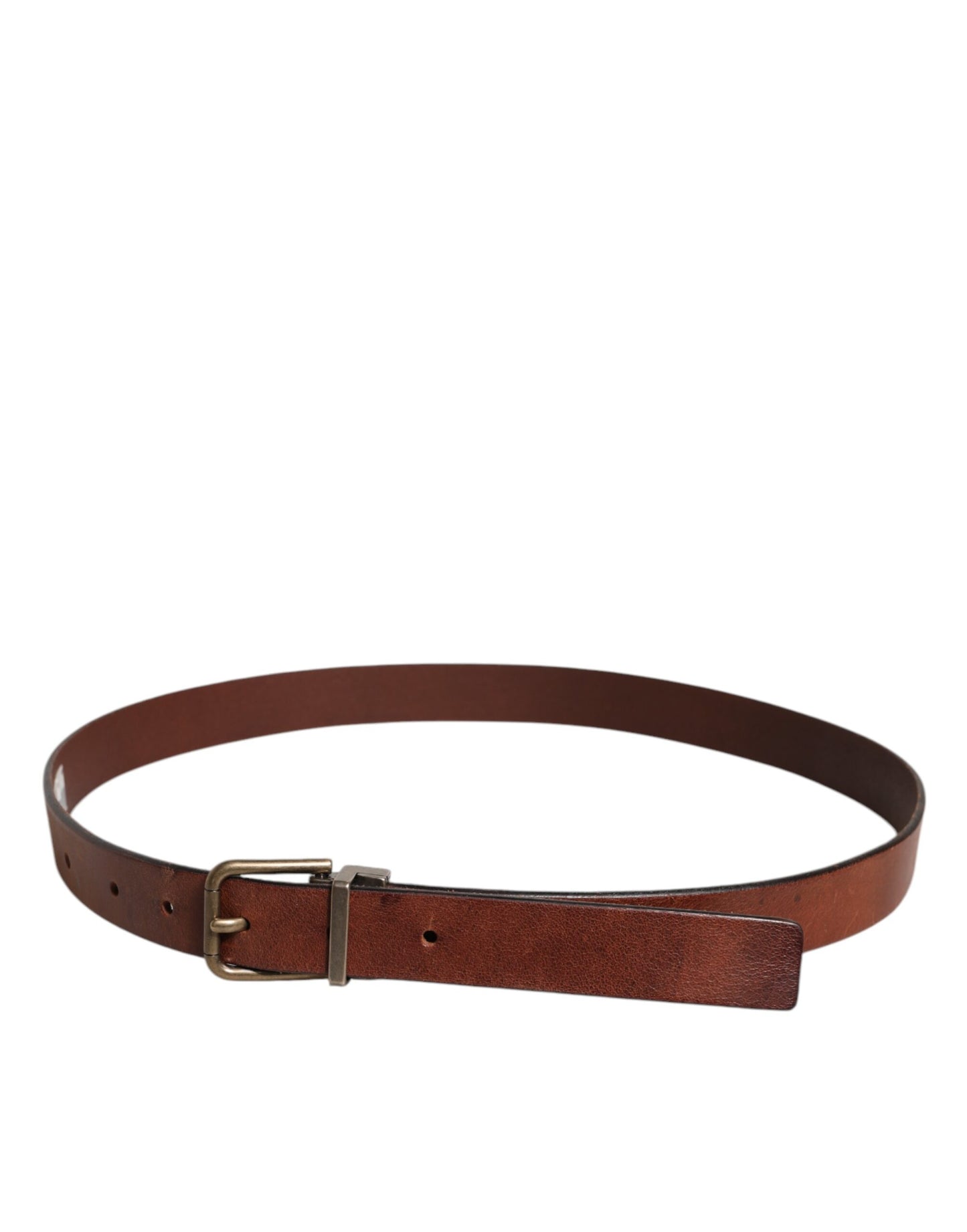 Dolce & Gabbana Brown Leather Metal Buckle Classic Belt