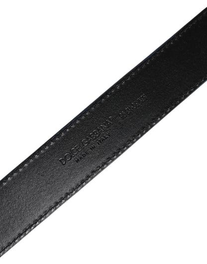 Dolce & Gabbana Blue Beige Leather Weaved Metal Buckle Belt