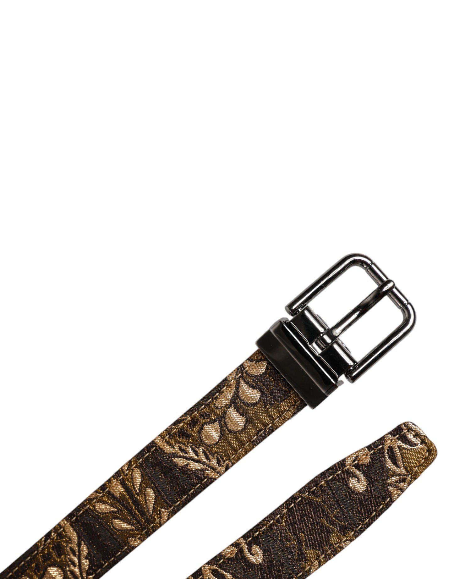 Dolce & Gabbana Multicolor Jacquard Leather Logo Buckle Belt