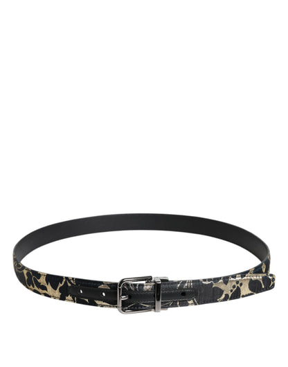Dolce & Gabbana Multicolor Jacquard Leather Logo Buckle Belt
