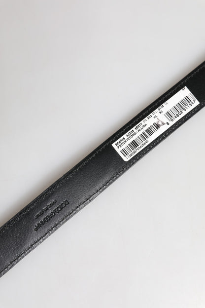 Dolce & Gabbana Black Exotic Leather Metal Logo Buckle Belt