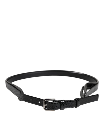 Dolce & Gabbana Black Leather Classic Metal Logo Buckle Belt
