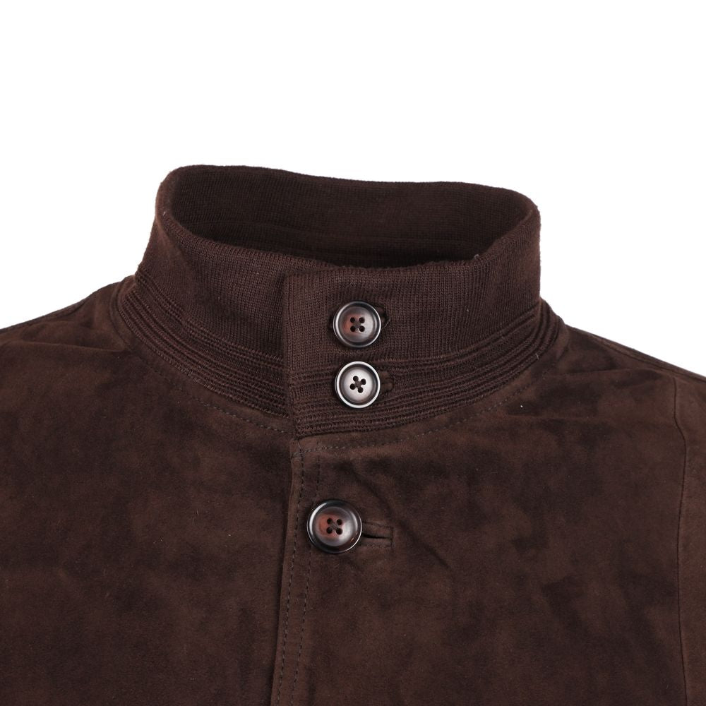 Emilio Romanelli Brown Calfskin Men Bomber Jacket