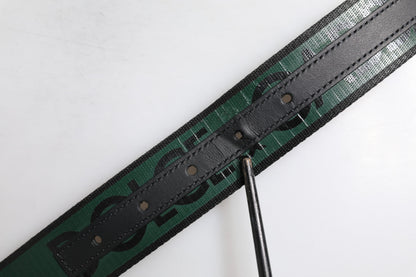 Dolce & Gabbana Green Black Classic Metal Logo Buckle Belt
