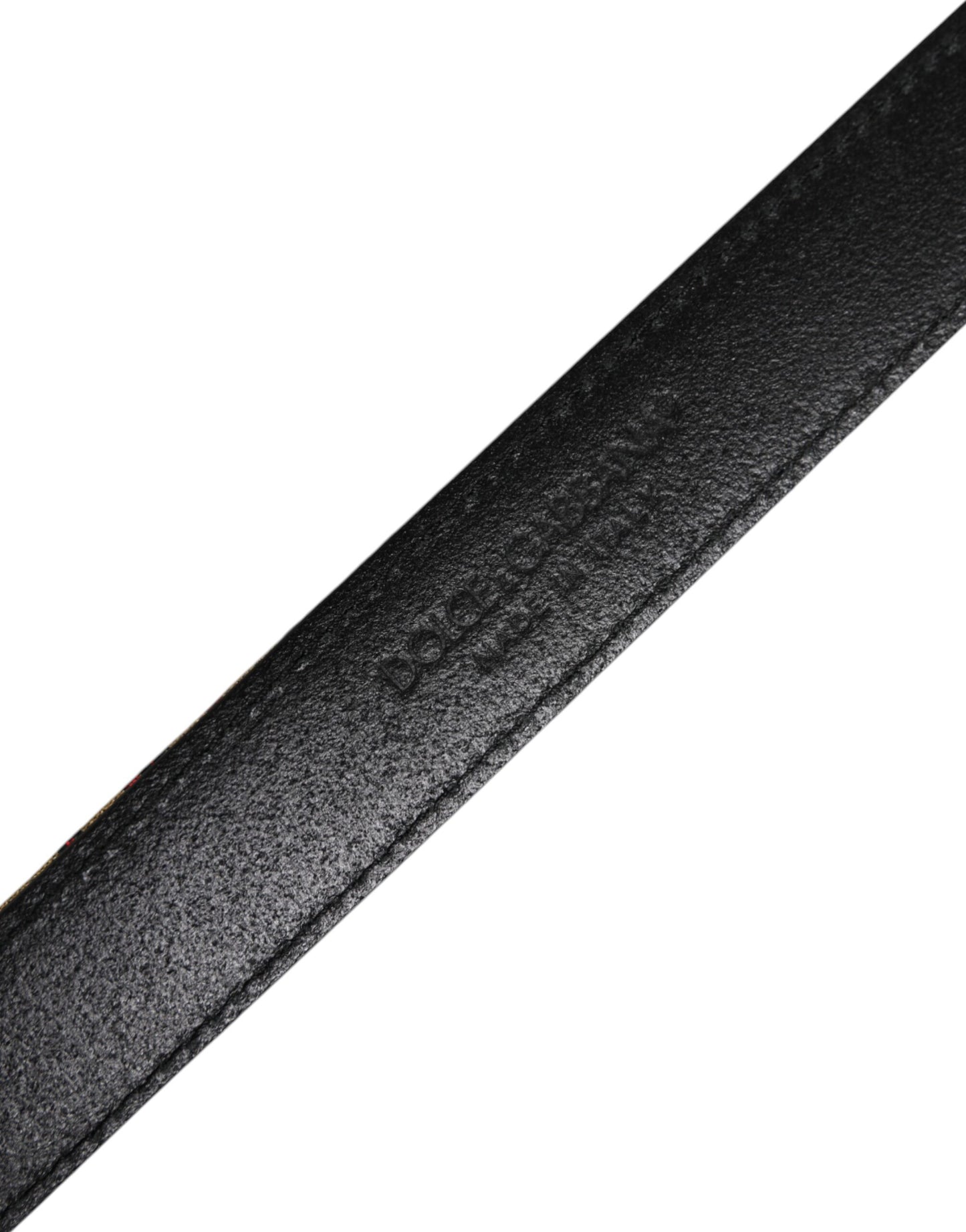 Dolce & Gabbana Gold Floral Jacquard Leather Metal Buckle Belt