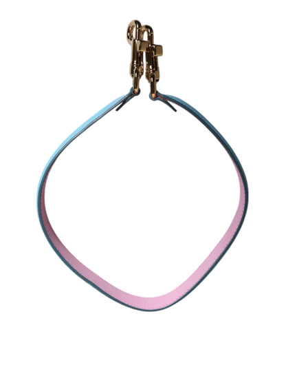 Dolce & Gabbana Pink Blue Leather Handle Bag Shoulder Strap