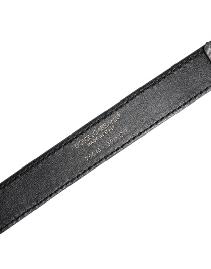 Dolce & Gabbana Silver Logo Engraved Metal Waist Buckle Belt