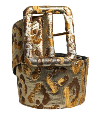 Dolce & Gabbana Gold Spotted Jacquard Fabric Wide Waist Belt