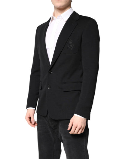 Dolce & Gabbana Black Wool Slim Fit Coat Blazer Jacket Suit
