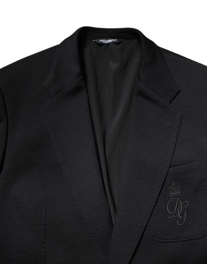Dolce & Gabbana Black Wool Slim Fit Coat Blazer Jacket Suit