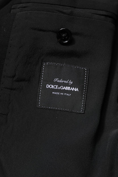 Dolce & Gabbana Black Wool Slim Fit Coat Blazer Jacket Suit