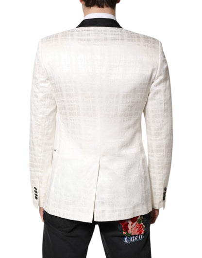 Dolce & Gabbana White Black Single Breasted Coat Blazer Suit