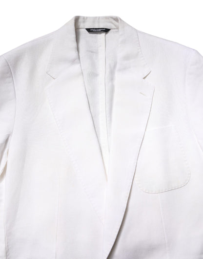 Dolce & Gabbana White Single Breasted Men Coat Blazer Suit
