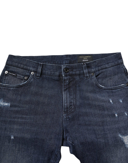 Dolce & Gabbana Blue Cotton Stretch Skinny Men Denim Jeans