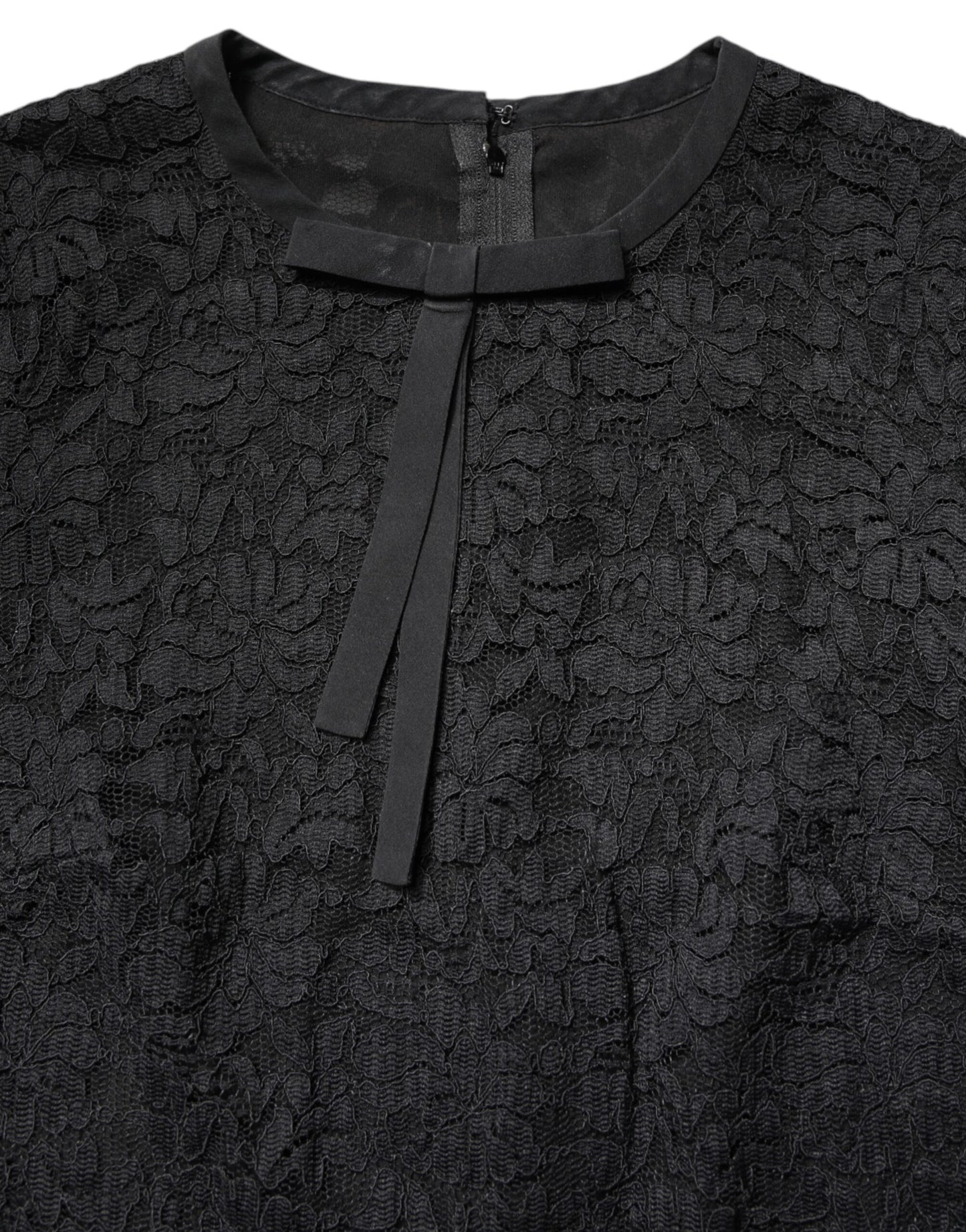 Dolce & Gabbana Black Lace STAFF Crew Neck Long Sleeves Top