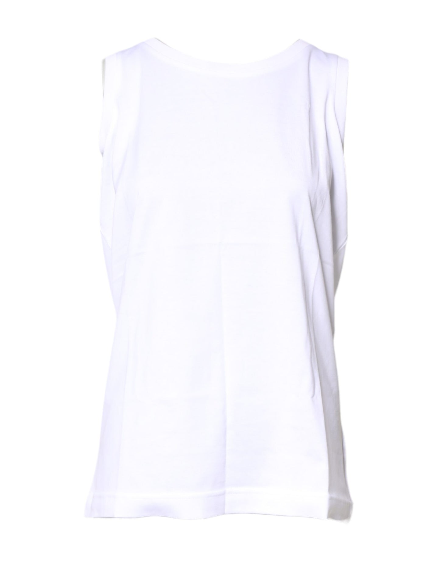 Dolce & Gabbana White Cotton Sleeveless Crew Neck T-shirt