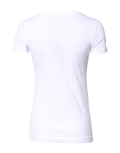 Dolce & Gabbana White Cotton Crew Neck Short Sleeves T-shirt