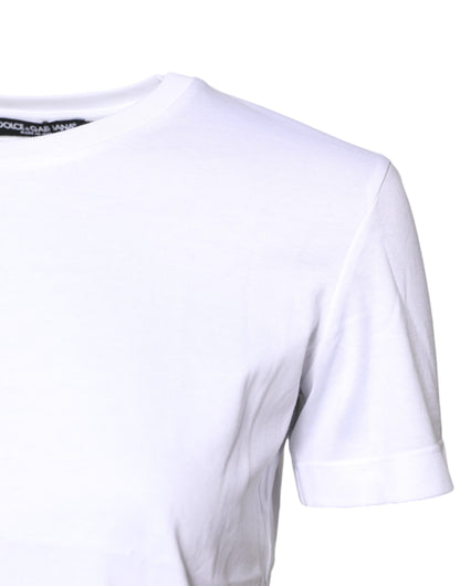 Dolce & Gabbana White Cotton Crew Neck Short Sleeves T-shirt