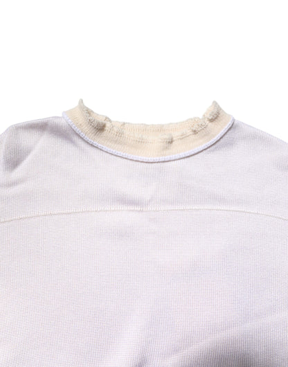 Jil Sander White Viscose Crew Neck Long Sleeves Pullover Sweater