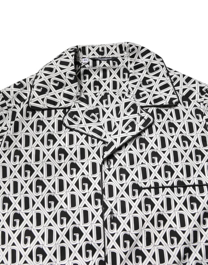 Dolce & Gabbana Black White DG Print Cotton Pajama Set Sleepwear