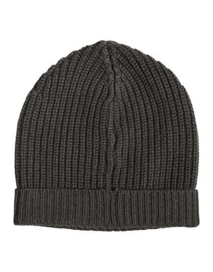 Dolce & Gabbana Dark Gray Cashmere Knit Winter Beanie Hat