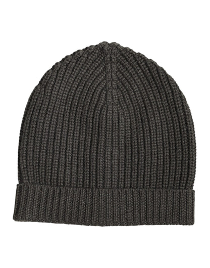 Dolce & Gabbana Dark Gray Cashmere Knit Winter Beanie Hat