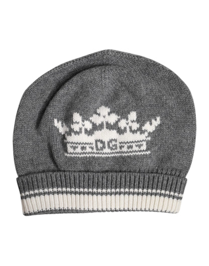 Dolce & Gabbana Gray Cashmere Knitted Winter Beanie Hat