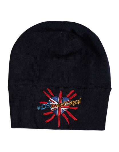 Dolce & Gabbana Black Wool #DGLovesLondon Winter Beanie Hat