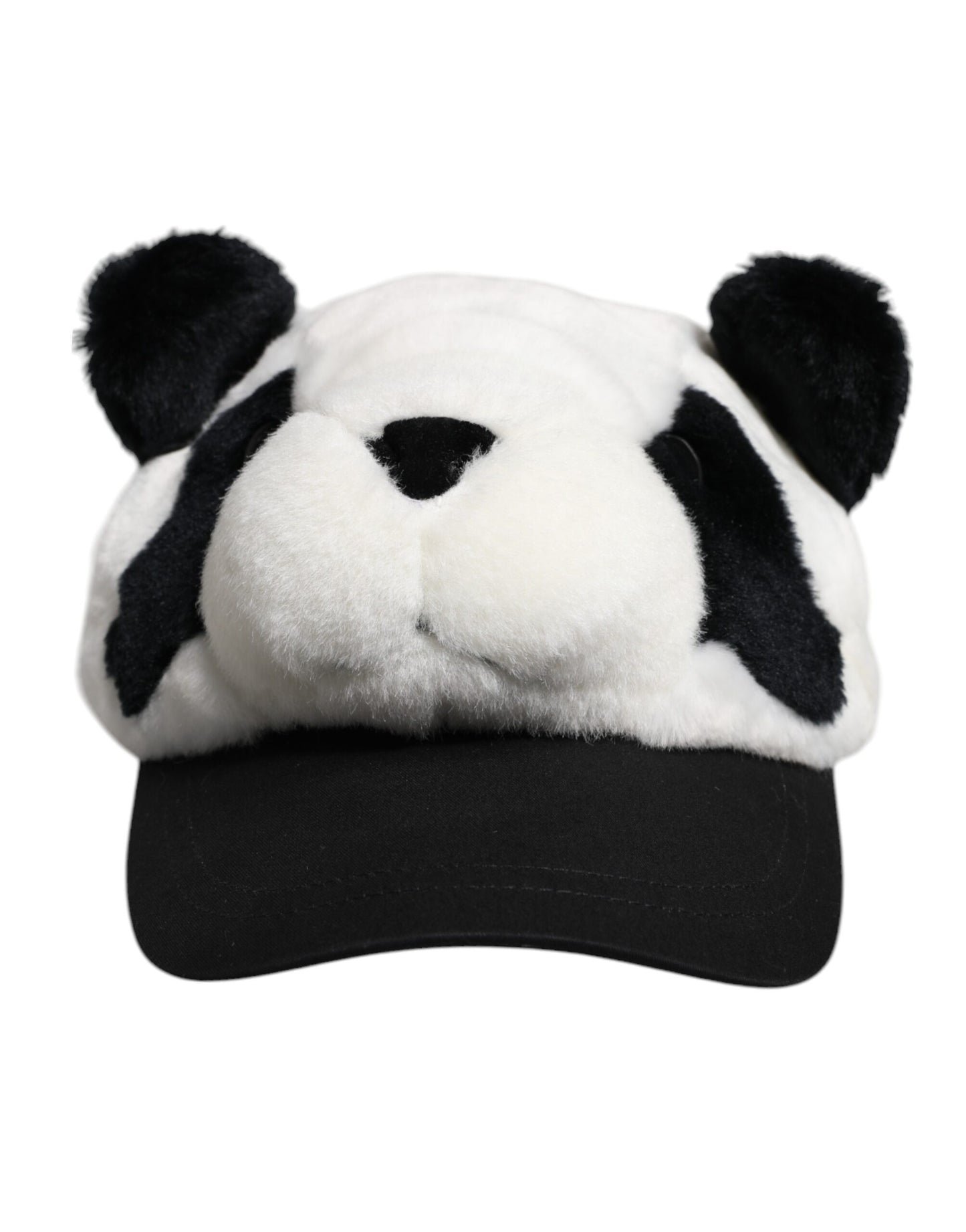 Dolce & Gabbana Black White Panda Fur Women Baseball Cap