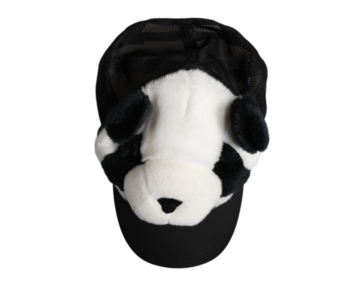 Dolce & Gabbana Black White Panda Fur Women Baseball Cap