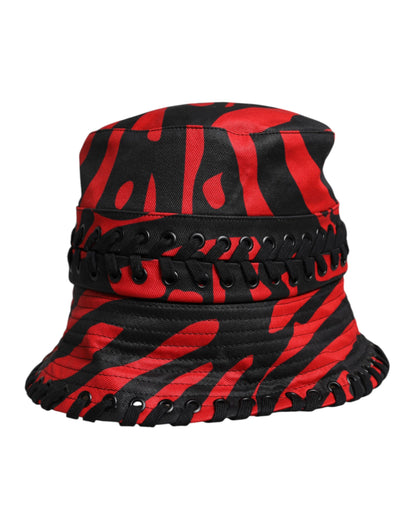 Dolce & Gabbana Black Red Stripe Polyester Wide Brim Bucket Hat