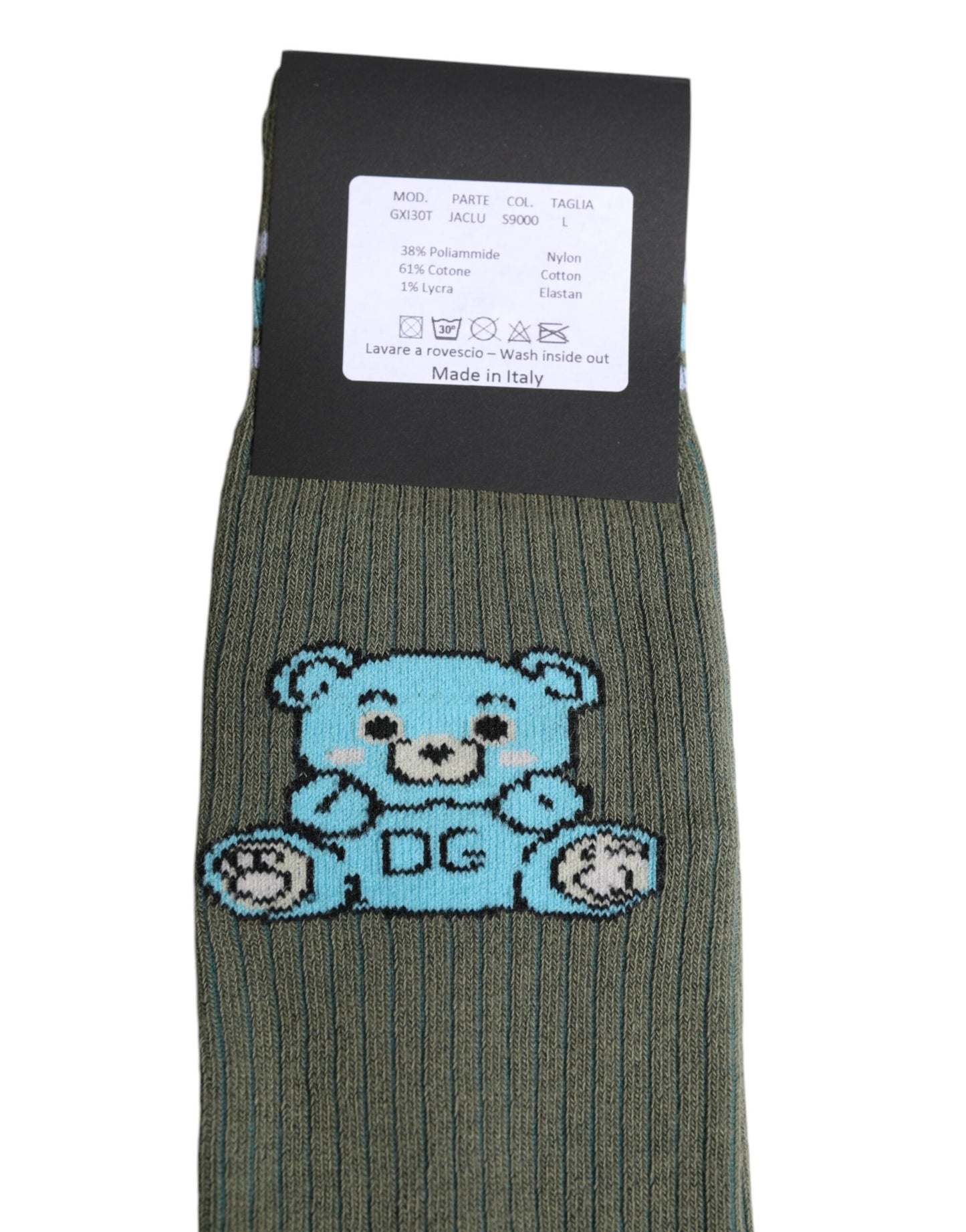 Dolce & Gabbana Gray Cotton DG Bear Mid Calf Socks