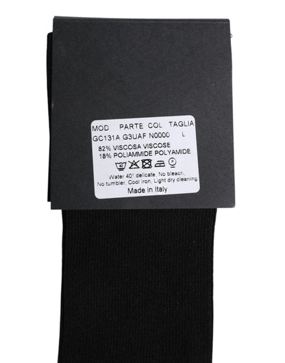 Dolce & Gabbana Black Viscose Logo Over The Calf Socks